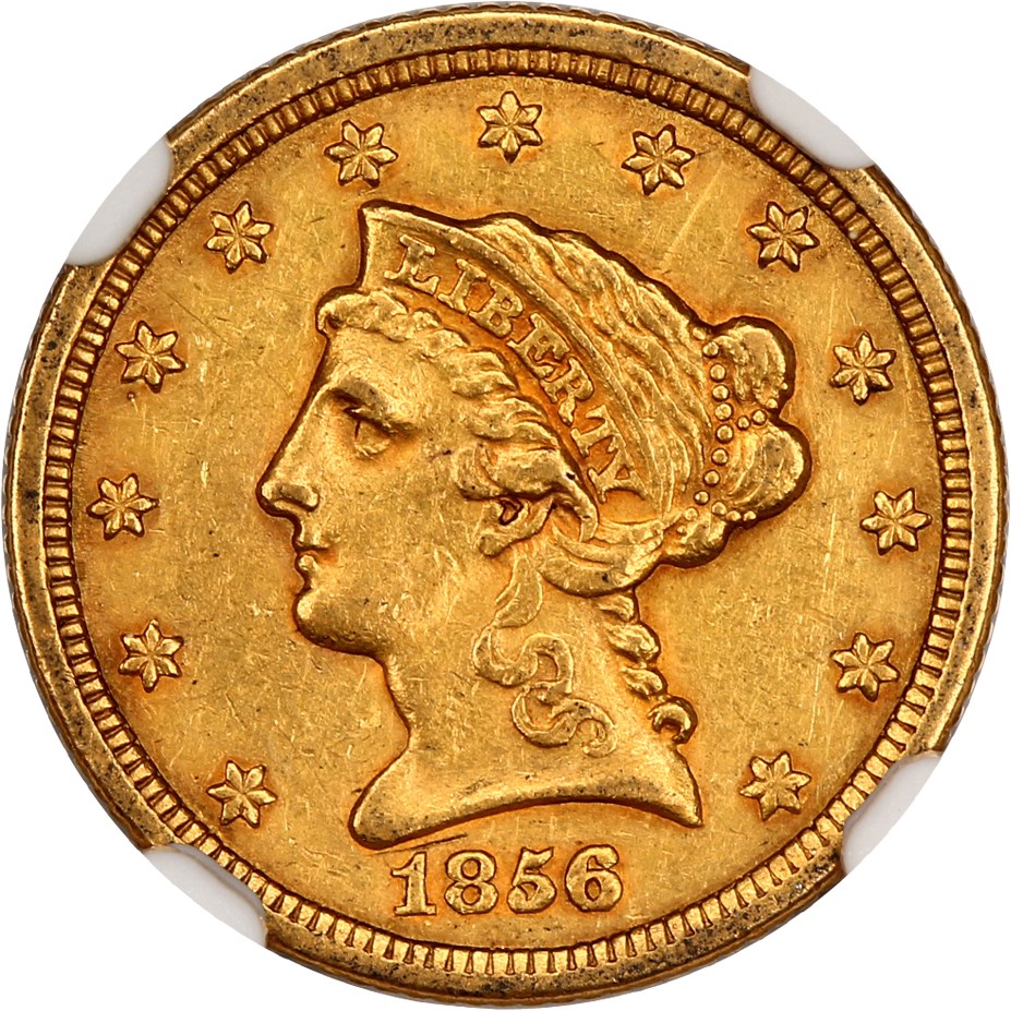 image for: 1856-O $2 1/2 NGC/CAC AU53