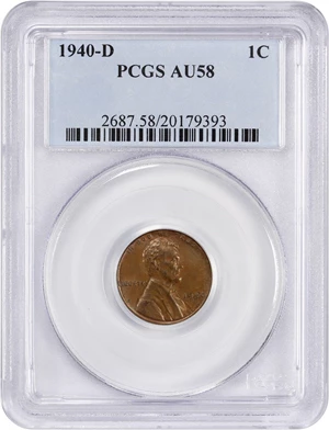 image for: 1940-D 1c PCGS AU58