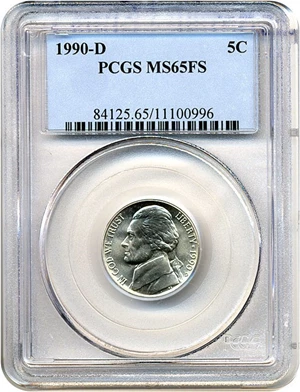 image for: 1990-D 5c PCGS MS65 FS