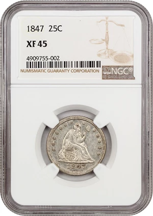 image for: 1847 25c NGC XF45