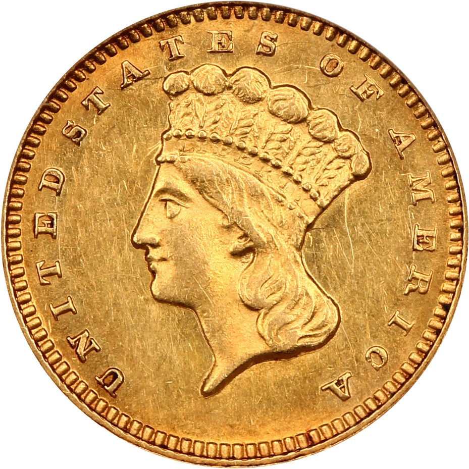 image for: 1873 G$1 NGC MS61 (Closed 3)