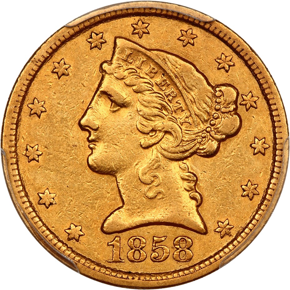 image for: 1858-C $5 PCGS XF40