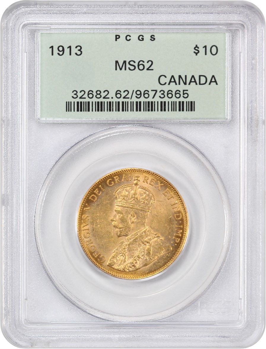 image for: Canada: 1913 $10 PCGS MS62 (OGH, KM-27)