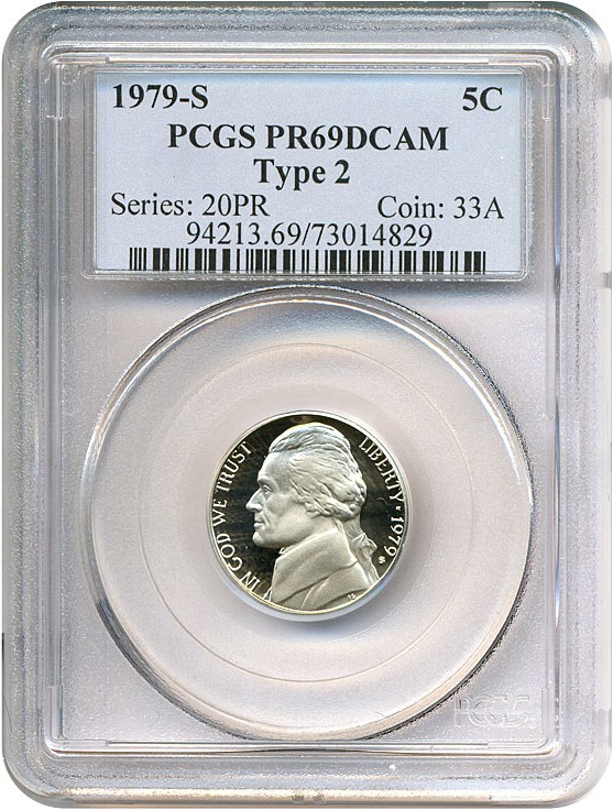 image for: 1979-S 5c Ty.2 PCGS Proof 69 DCameo