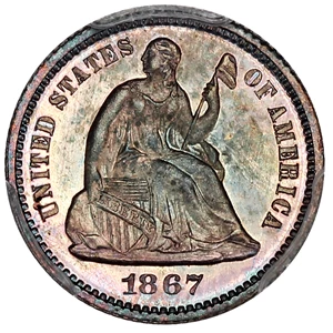 image for: 1867 H10c PCGS/CAC Proof 66