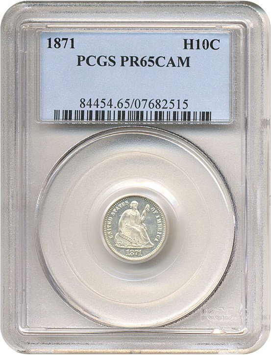 image for: 1871 H10C  PCGS Proof 65 Cameo