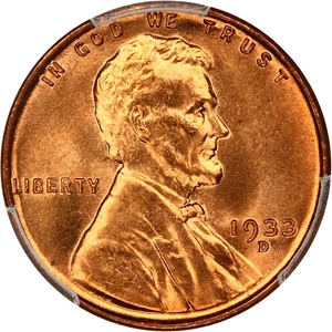 image for: 1933-D 1c PCGS MS67 RD