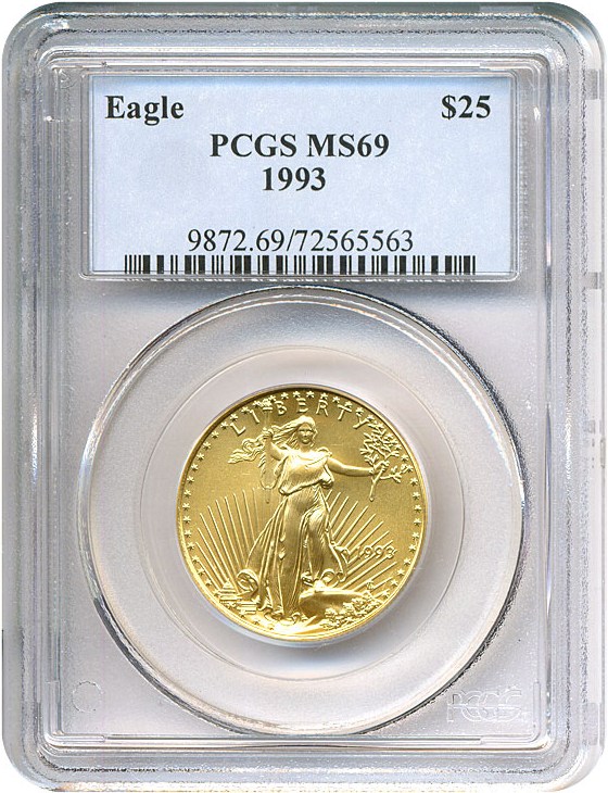 image for: 1993 $25 Gold Eagle PCGS MS69