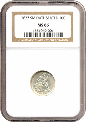 image for: 1837 10c Small Date NGC MS66