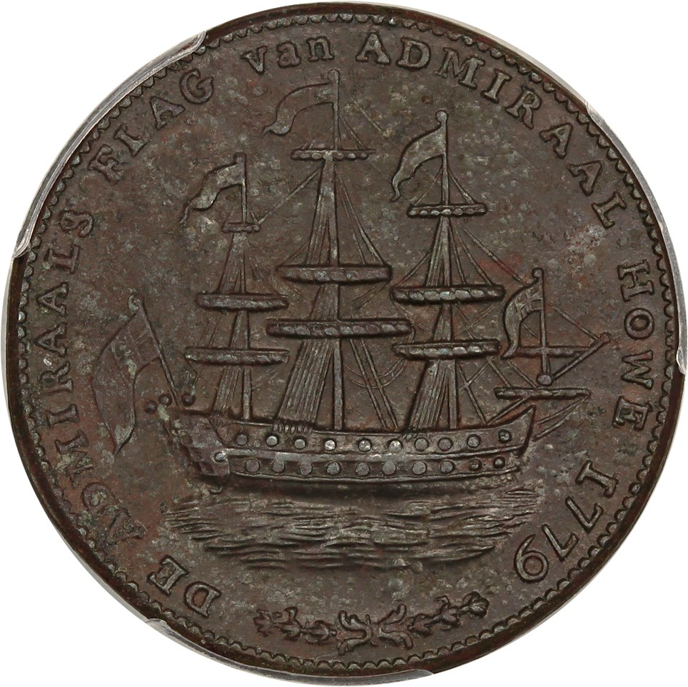 image for: Rhode Island Ship Token PCGS MS60 BN (Wreath Below)
