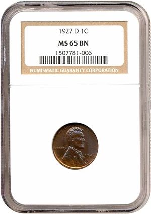 image for: 1927-D 1c NGC MS65 BN
