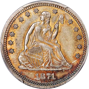 image for: 1871 25c PCGS/CAC AU55