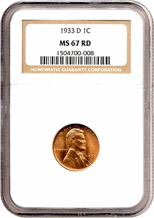 image for: 1933-D 1c NGC MS67 RD