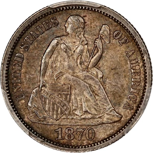image for: 1870 10c PCGS/CAC MS62