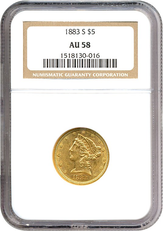 image for: 1883-S $5  NGC AU58 