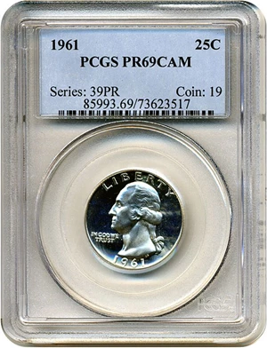 image for: 1961 25c PCGS Proof 69 Cameo