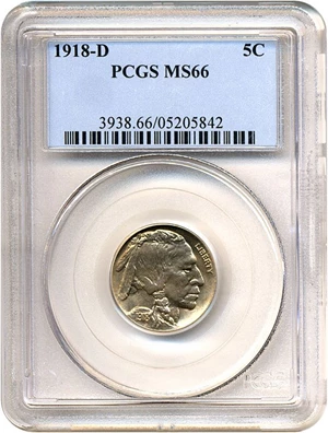 image for: 1918-D 5c PCGS MS66