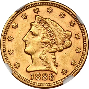image for: 1888 $2 1/2 NGC MS61