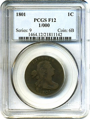 image for: 1801 1c 1/000 PCGS F12 BN