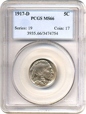 image for: 1917-D 5c PCGS MS66