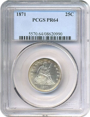 image for: 1871 25c PCGS Proof 64