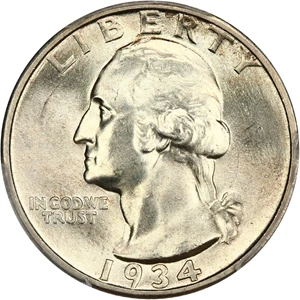 image for: 1934 25c PCGS MS64 (Heavy Motto)