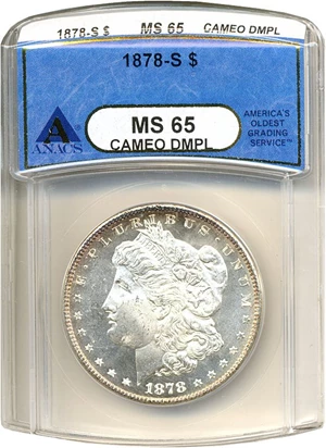image for: 1878-S $1 ANACS MS65 CAMEO DMPL
