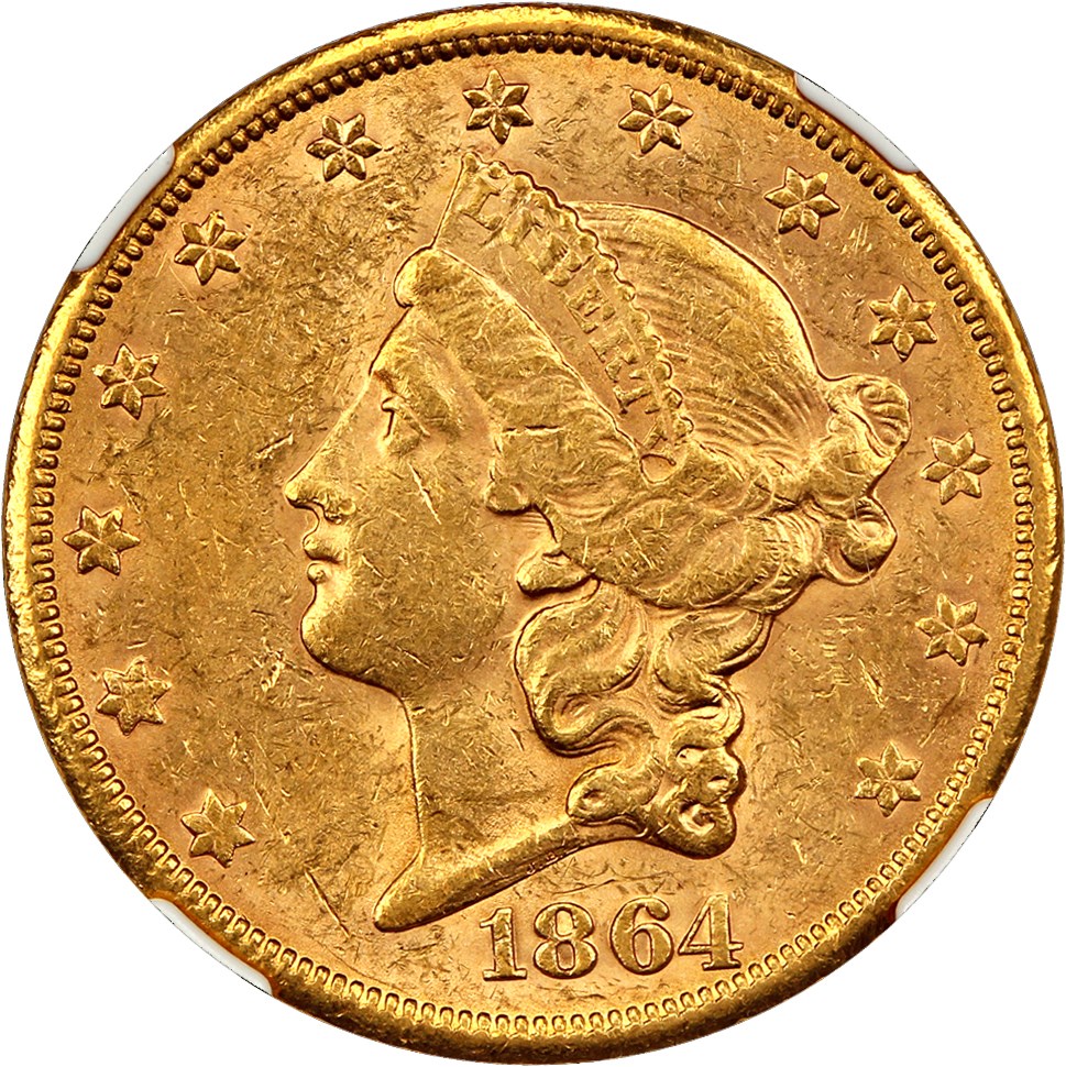 image for: 1864-S $20 NGC/CAC AU58