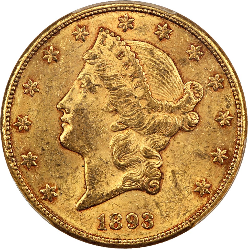 image for: 1893-CC $20 PCGS MS60