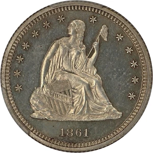 image for: 1861 25c PCGS Proof 64