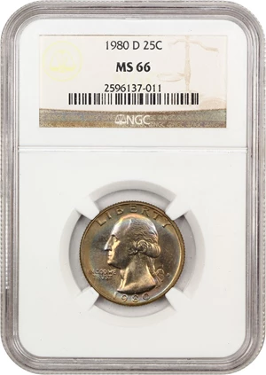 image for: 1980-D 25c NGC MS66