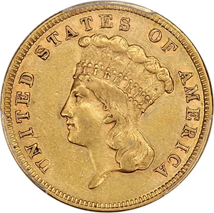 image for: 1860 $3 PCGS/CAC XF45