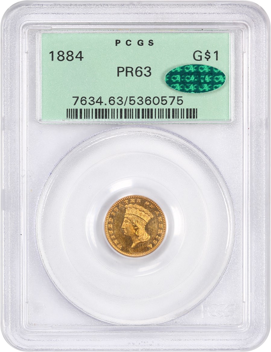image for: 1884 G$1 PCGS/CAC Proof 63 (OGH)
