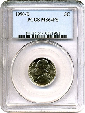 image for: 1990-D 5c PCGS MS64 FS