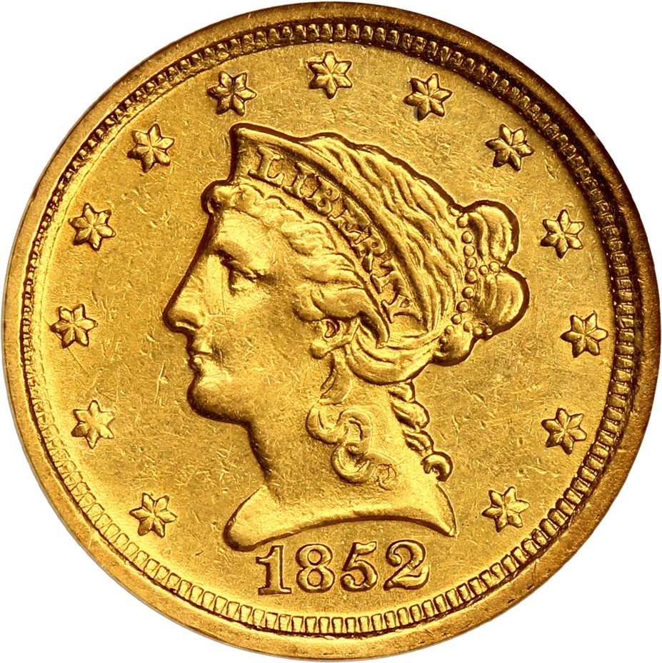 image for: 1852-D $2 1/2 NGC AU50 ex: Pittman