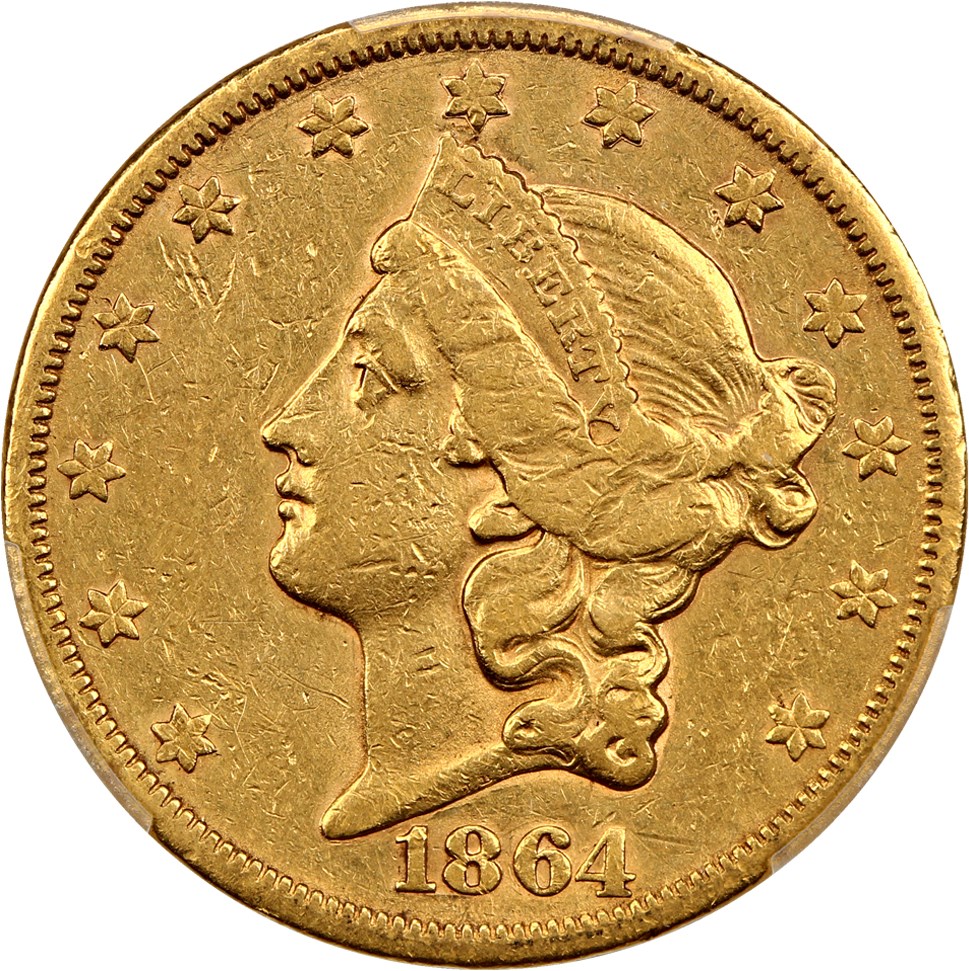 image for: 1864-S $20 PCGS XF45