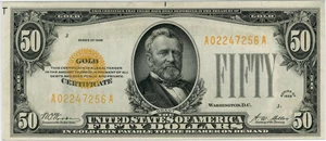 image for: FR. 2404 1928 $50 Gold Certificate PMG Choice Unc 63 EPQ
