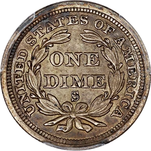 image for: 1856-S 10c PCGS AU Details (Cleaned)