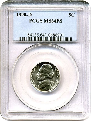 image for: 1990-D 5c PCGS MS64 FS