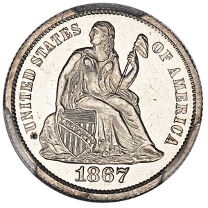 image for: 1867 10c PCGS Proof 63