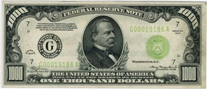 image for: FR. 2211-Glgs 1934 $1000 FRN Chicago PMG Choice Extremely Fine 40