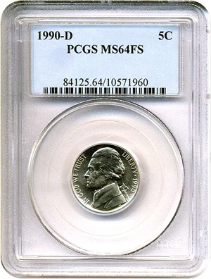 image for: 1990-D 5c PCGS MS64 FS