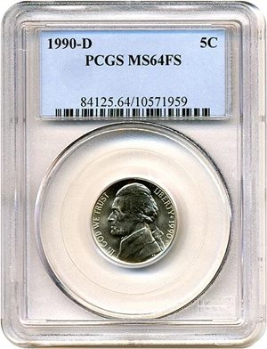 image for: 1990-D 5c PCGS MS64 FS