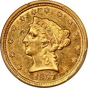 image for: 1857-O $2.5 PCGS AU58