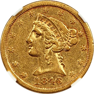 image for: 1846-O $5 NGC XF45