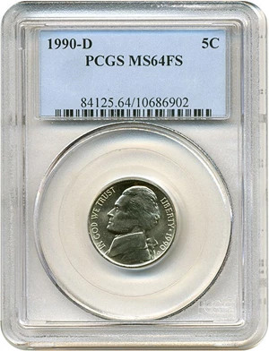 image for: 1990-D 5c PCGS MS64 FS