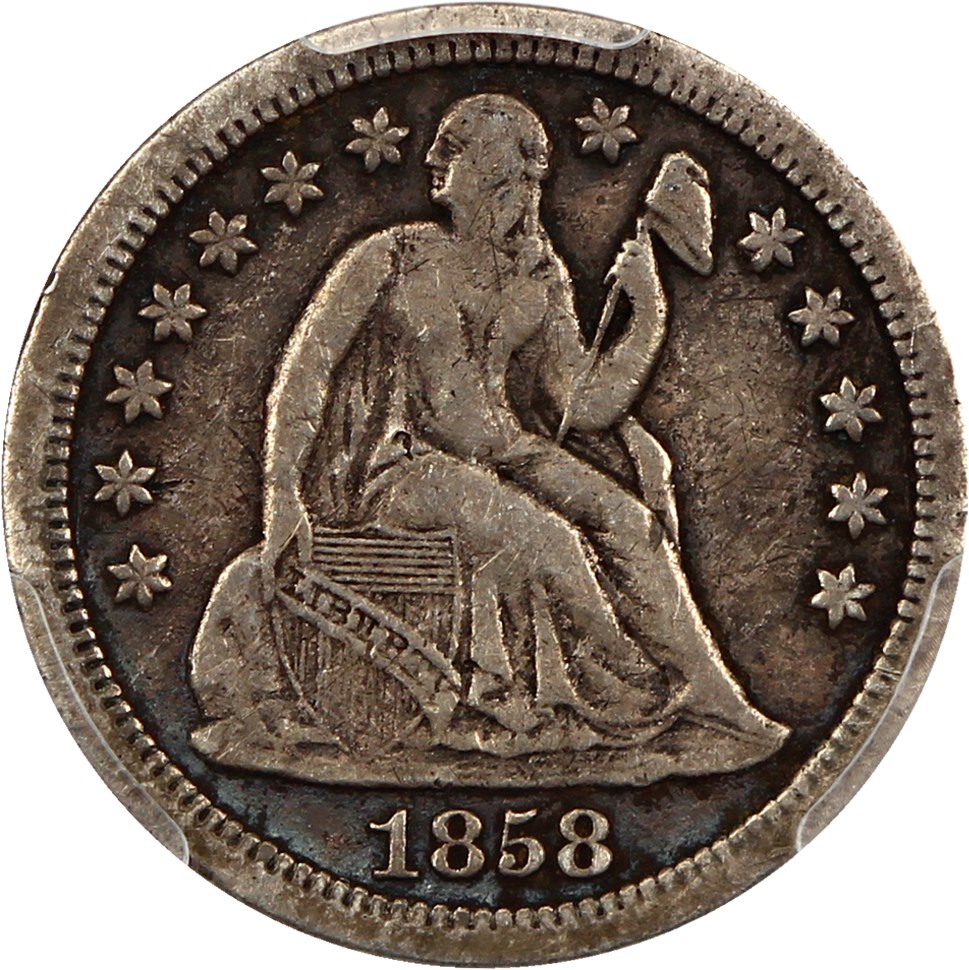image for: 1858-S 10c PCGS VF25