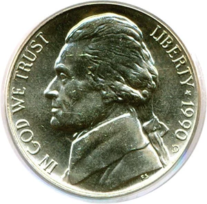 image for: 1990-D 5c PCGS MS64 FS