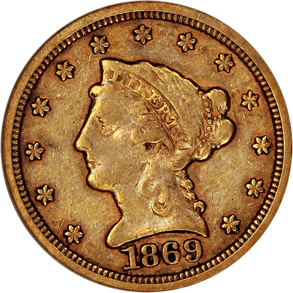image for: 1869-S $2.5 NGC VF30