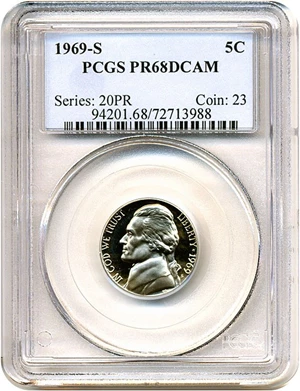 image for: 1969-S 5c PCGS Proof 68 DCameo